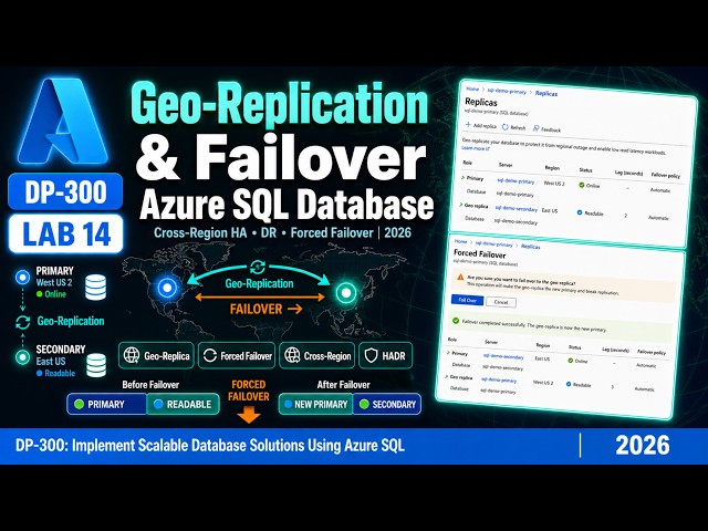 Configure Geo-Replication for Azure SQL Database | DP-300 Lab 14 | Failover | 2026