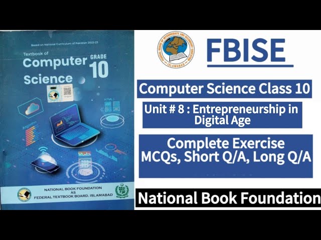 Class 10 Computer Science Unit 8 | Entrepreneurship in Digital Age | Exercise | New Syllabus 2025