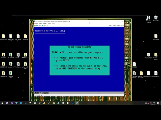 MS-DOS 6.22, CTMOUSE.EXE, and OAKCDROM.SYS 86Box Installation