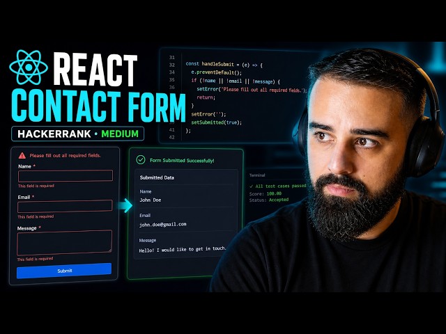 HackerRank React Contact Form Solution | Step-by-Step Live Coding