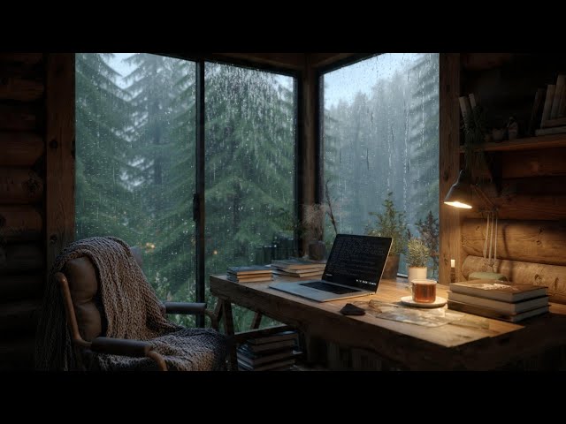 Heavy Rain at the Cabin Corner Window ⛈️ Deep Focus Coding & Study Ambience