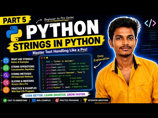 Python Full Course Part 5 | Strings in Python | Easy Explanation for Beginners