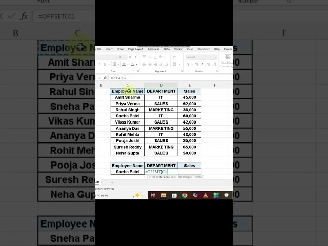 Excel OFFSET Formula की ये ट्रिक जानते हो? 😱 #Excel #ExcelTips #reels #viral #Shorts