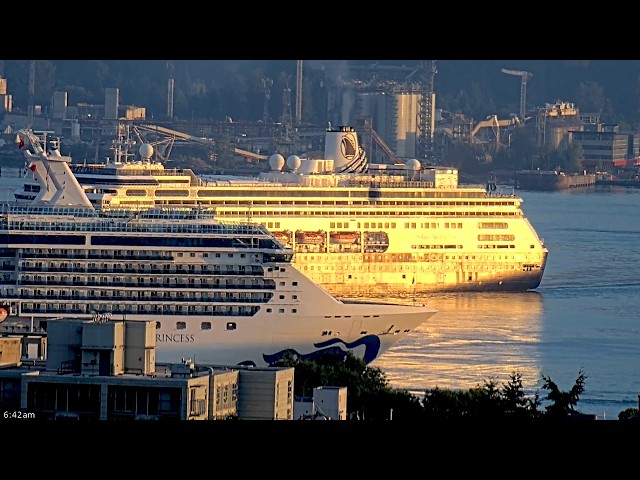 🔴LIVE 3 Cruise Ships Vancouver! Island Princess, Azamara Pursuit, Zaandam | Canada Place, August 19