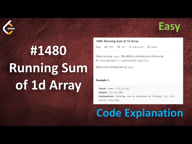 Running Sum of 1d Array | Live Coding with Explanation | Leetcode - 1480