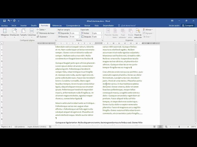 Word: Texto a dos columnas