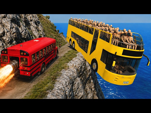 🚍 Full Loaded Bus Hanging On Cliff 😱 Dangerous Crash! | BeamNG.drive #308