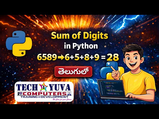 Sum of Digits in a Number in Python in Telugu | Step-by-Step Program Explanation for Beginners
