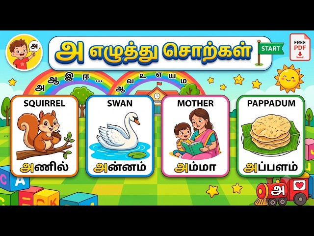 Words starting with 'A' | Words that begin with 'A' | Tamil Words Learning for Kids | KidiKutti#t...