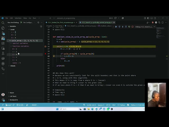 DAY 116 - Search a Cyclically Sorted Array (PART 5) | Watch Binary Search Run in the Debugger