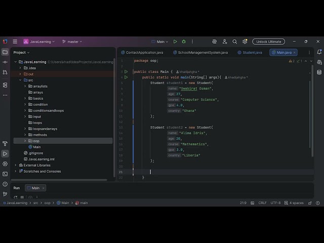 Object-oriented-programming (Constructors / Methods)