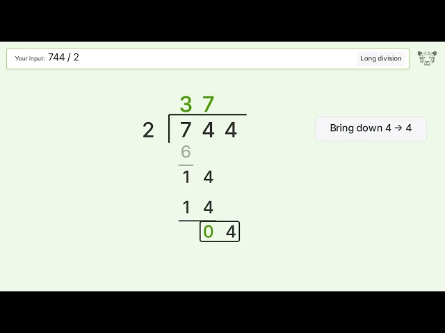 Long Division Problem 744/2: Step-by-Step Video Solution