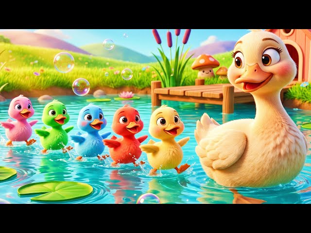 5 Little Ducks (Learn Colors & Counting Song) | Lolliball Nursery Rhymes & Kids Songs