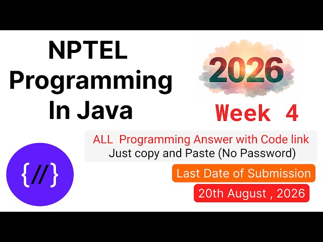 NPTEL Programming in Java Week 4 🔥 All Programming Solutions + Code Link (2026)