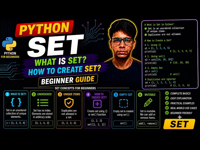 Set in Python Tutorial | What is Set? Create a Set | Python for Beginners