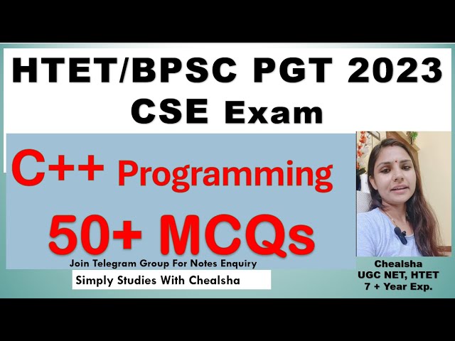 C++ Programming MCQ | C++ Question| HTET Computer Science Crash Course | HTET Computer Science Class