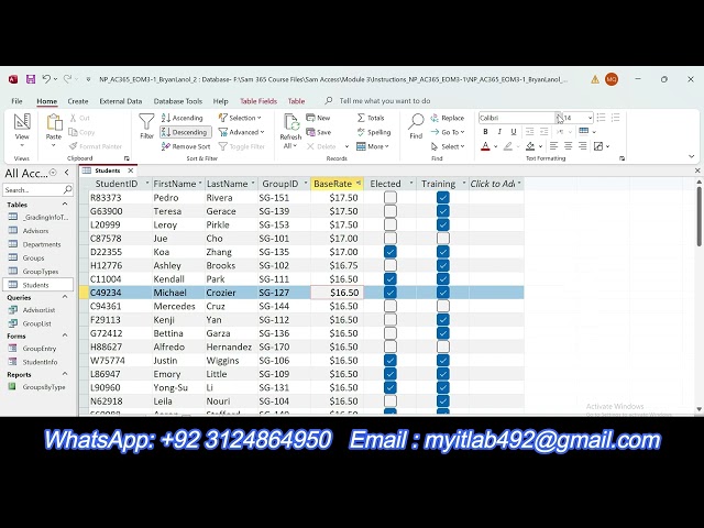 New Perspectives Access 365 | Module 3: End of Module Project 1 | Bowles College