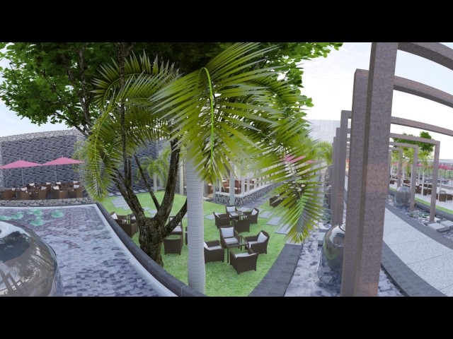 Thiết kế quán cafe sân vườn đẹp bằng công nghệ 3d 360 độ