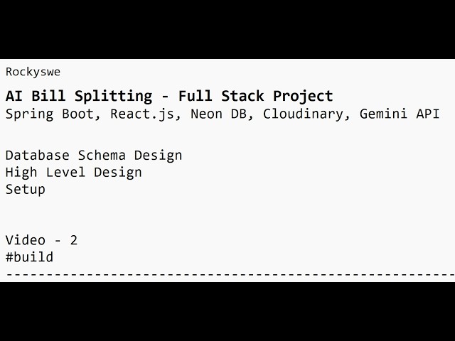 2 Database Schema Design & Setup Bill Splitting Full Stack Spring Boot Project