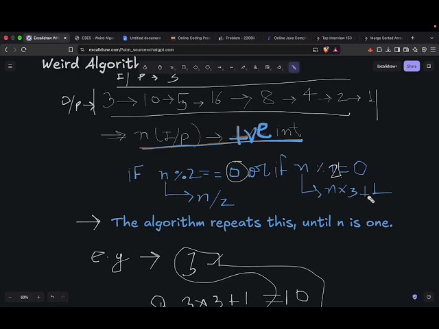 Weird Algorithm (Collatz Conjecture) | CSES Problem Set | Competitive Programming