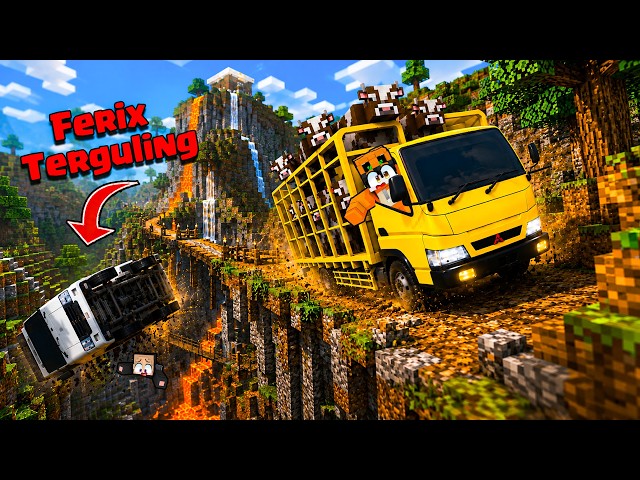 KEZRI & FERIX DRIVE WOBBLY TRUCKS HAULING COWS OFF A CLIFF IN MINECRAFT!!