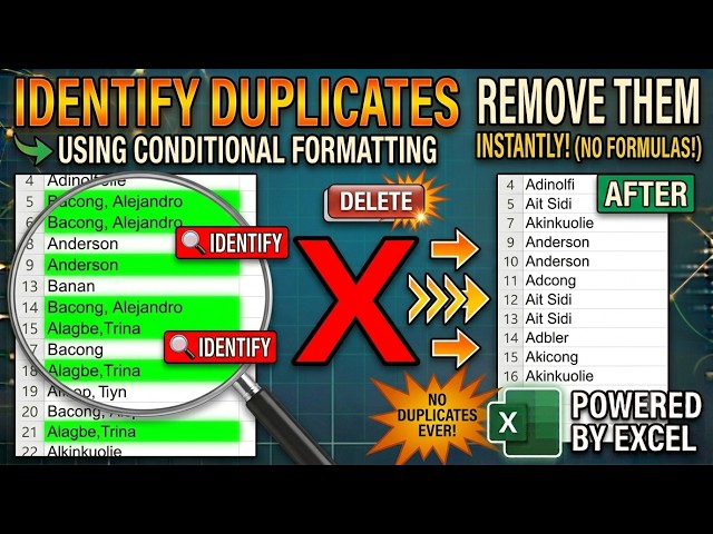 Highlight & Delete Duplicates in Excel (In Under 60 Seconds!) ⚡🧹