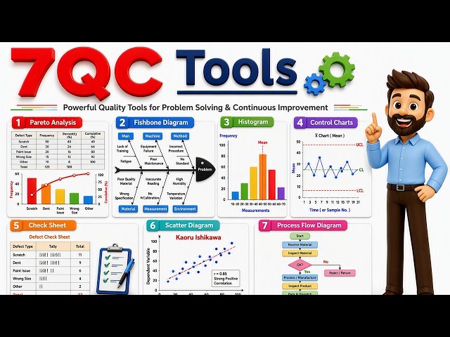 What are the 7 basic quality control tools ? | 7 QC tools in english | 7 quality tools training