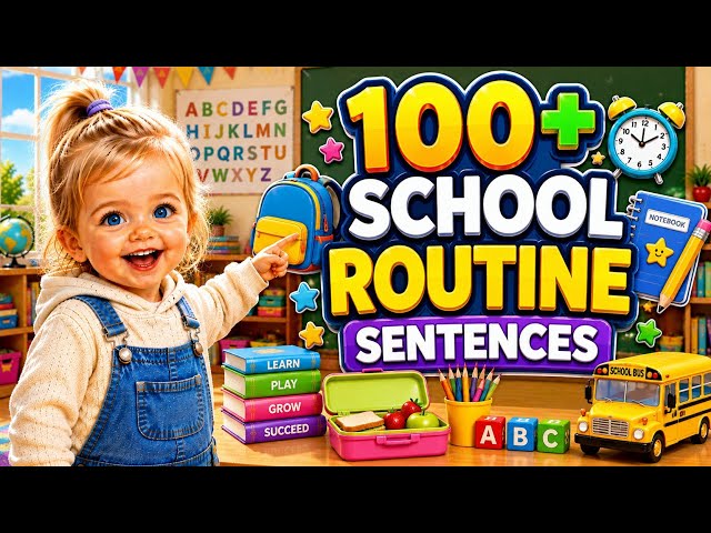 100+ SCHOOL ROUTINE SENTENCES | Easy English for Kids