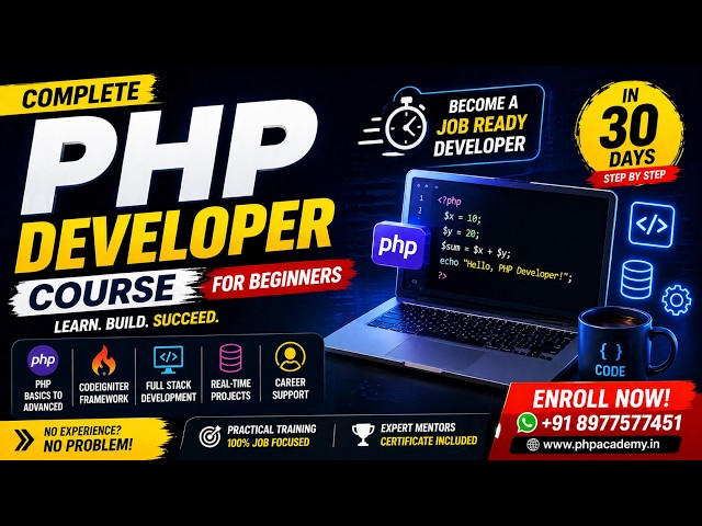 Become a PHP Developer in 30 Days | Complete Course #phpcourse #codeigniter #phpdevelopers