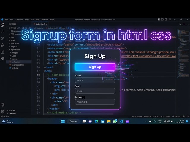 Signup form in html css | signup and login form in html css | html | signup page kaise banate hai
