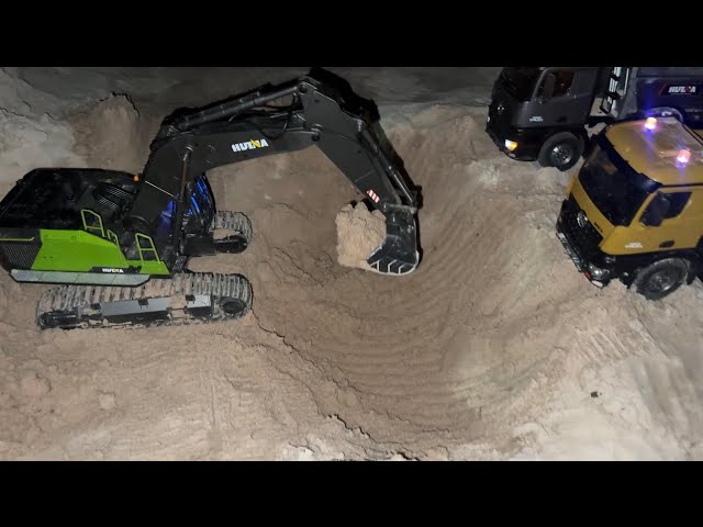 DAY 20 || Watch This Epic Night Operation: RC Excavator & Dump Trucks Working Together (Ep60)