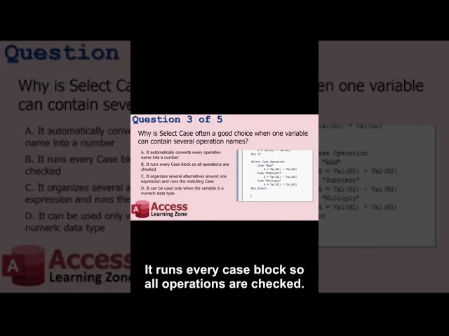 Where Can a Private VBA Procedure Be Called From Within Microsoft Access? Video Quiz D2.2