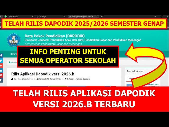 DAPODIK 2026.B APPLICATION RELEASE FOR EVEN SEMESTER. HOW TO DOWNLOAD, UPDATE, AND INSTALL DAPODI...
