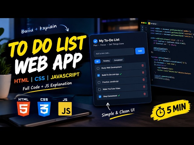 Building a To-Do List with JavaScript 🔥 | HTML + CSS + JS Project