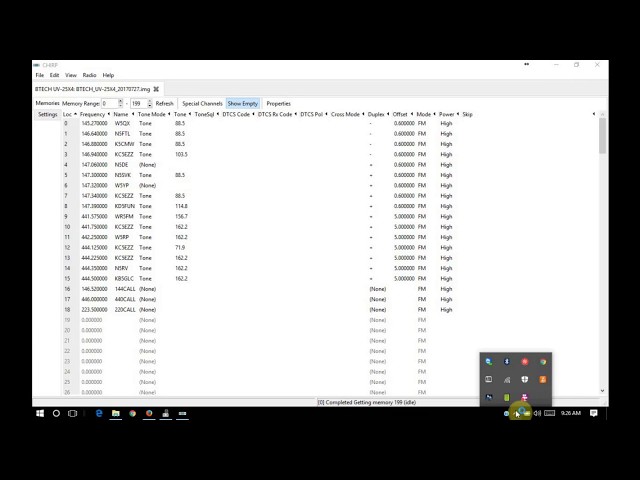 Programming the BTech UV-25X4 with Chirp Using Windows
