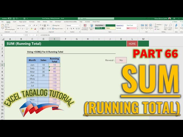 [Excel Tagalog Tutorial #66] Running Total