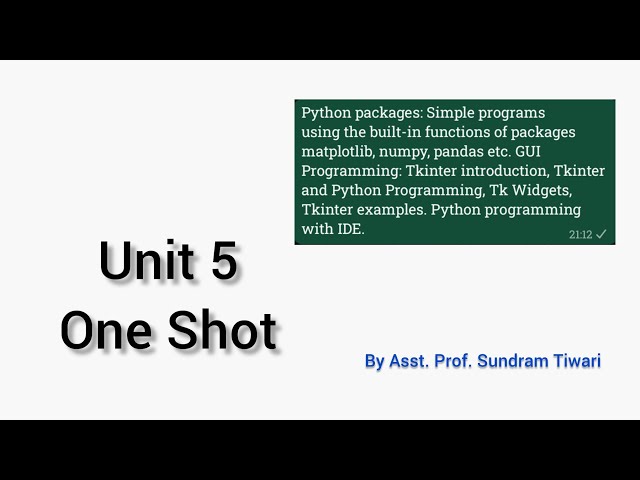 Python Unit 5 One Shot || Unit 5 All topic Revision || AKTU Python Unit 5 in detail 