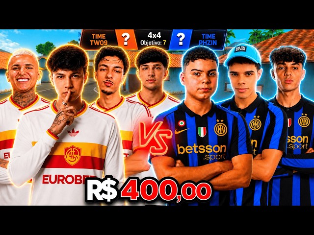🔥 PHZIN MADE AN ABSURD HIGHLIGHT! 🤬 TWO9 GOT MAD! 😱 4V4 WAGERED R$400 💸 TEAM ELTIN 🆚 TEAM MANOMAX