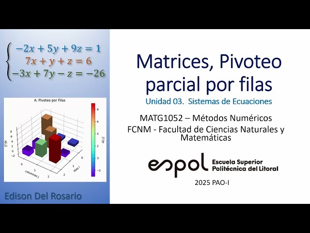 Pivoteo Parcial por Filas con matriz aumentada en Python - Métodos Numéricos