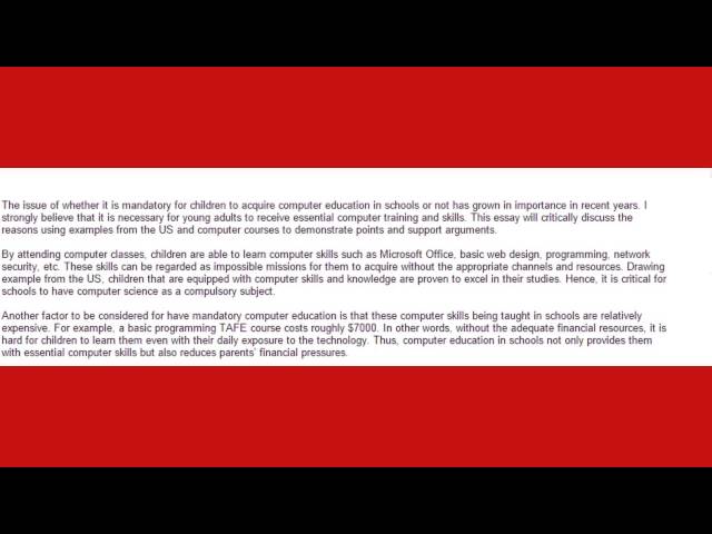 Computer education -IELTS essay check