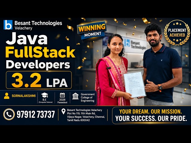 Fullstack Course in Chennai | 3.6 LPA | Fresher | Best It Training Institute in Chennai | 100%Placed