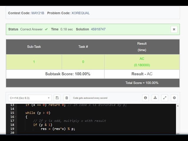 XOR EQUALITY|| XOREQUAL|| FULL CODE || Full Solution||MAY LONG CHALLENGE 2021||CODE CHEF