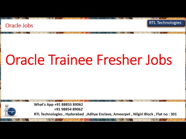 Oracle jobs | Fresher Jobs | Trainee |SQL Jobs  |PL/SQL Jobs | Placement