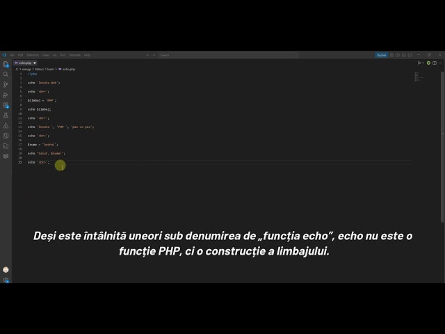 echo în PHP – Afișarea textului și a valorilor