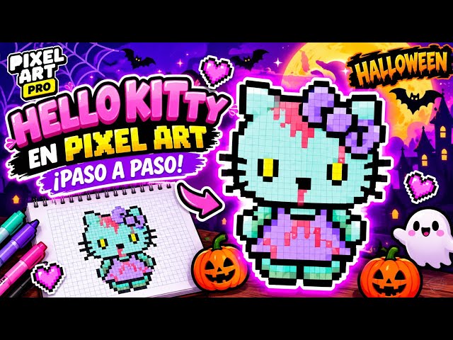 CÓMO HACER A HELLO KITTY EN PIXEL ART | HALLOWEEN FÁCIL PASO A PASO