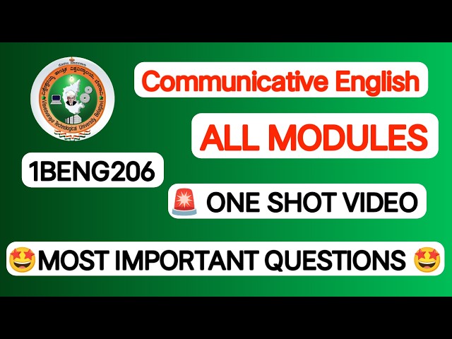 VTU 2nd Semester Communicative English | 1BENG206 | Top 100 Important MCQs