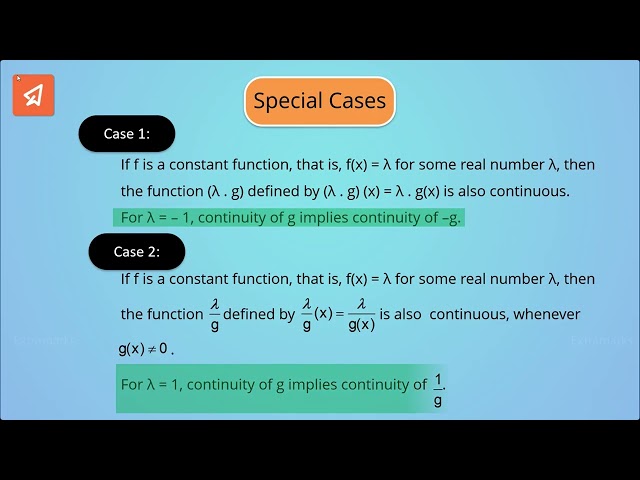 12 CBSE CLASS 20-- ALGEBRAIC RULES FOR CONTINUOUS FUNCTION