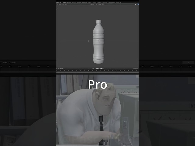 Blender Noob vs Pro Water Bottle  #blender #blender3d #blendertutorial #3dmodeling #blendermodeling