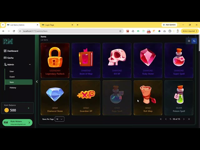 UI Game Development - Gacha Treasure (React.js+Tailwind+ExpressJS) #development #reactjs #website