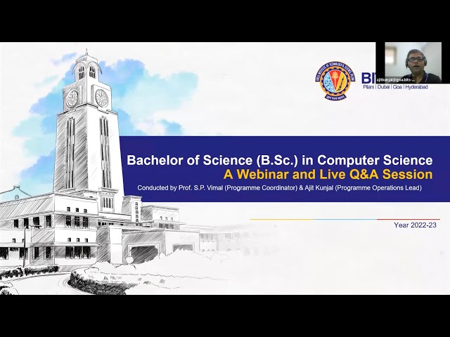 BITS Pilani BSc Computer Science Online Programme Admissions Webinar